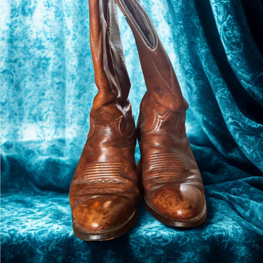 Brown Tony Lama Leather Western Boots